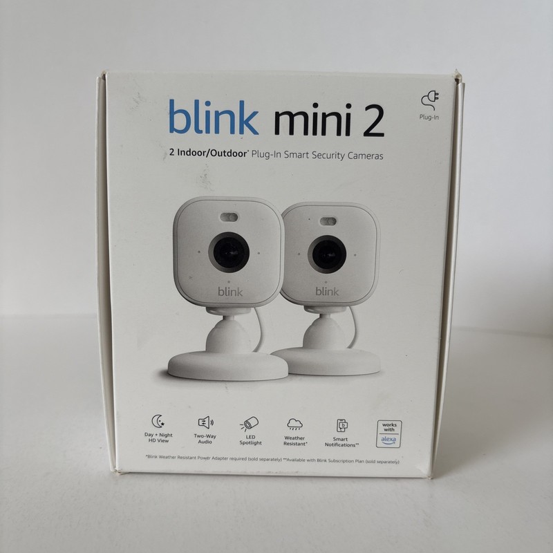 Blink Mini 2 Security Camera, HD Night View, Spotlight, 2-Way Audio, 2-Pack NEW