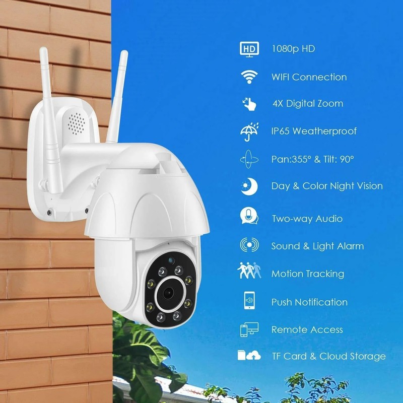 Wireless IP PTZ Camera, 8LED for Home Office (White) gallery