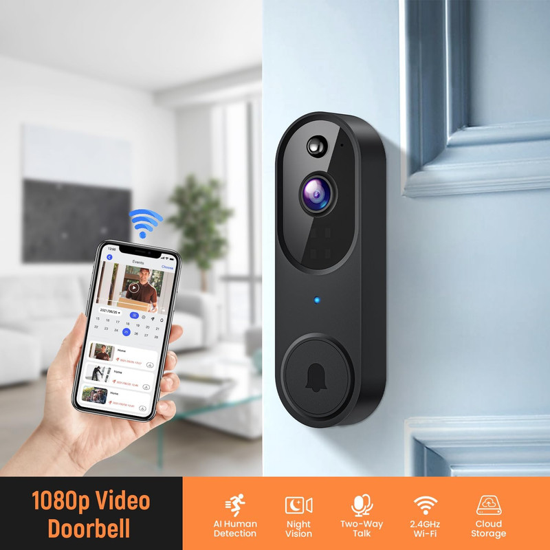 Smart Video Doorbell Camera Wireless, AI Human Detection and Instant Alerts, Nig gallery