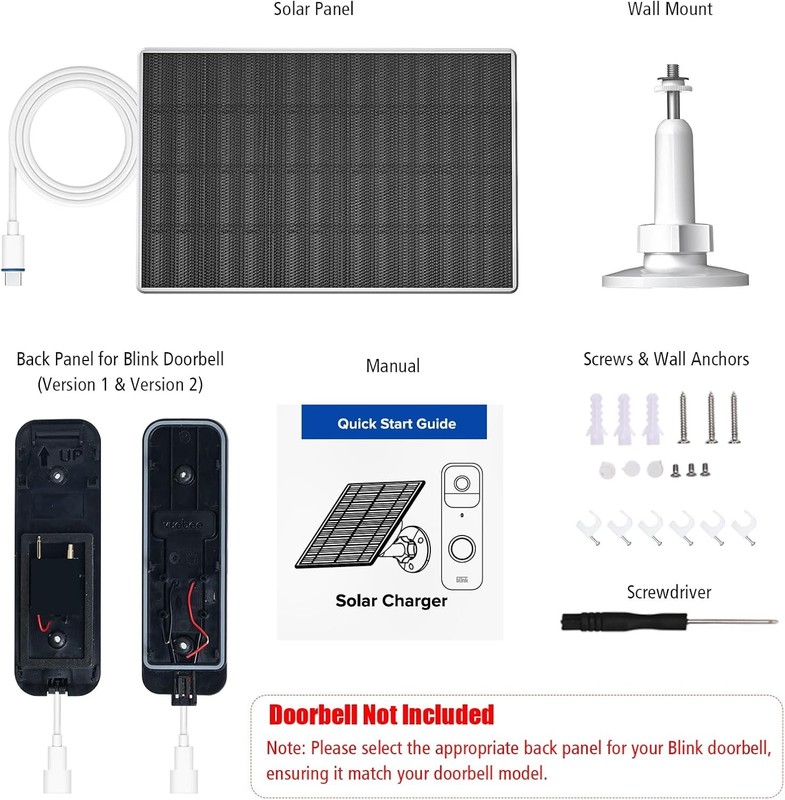 2W Solar Panel Compatible with Blink Outdoor 4 Camera & Video Doorbell Camera... gallery