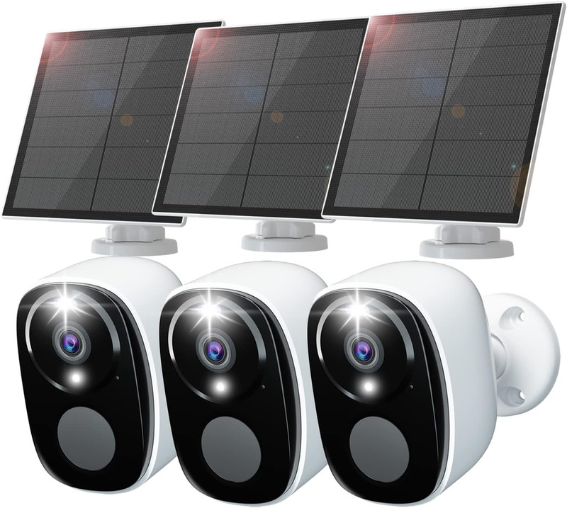 3Pc Solar Security Cameras Wireless Outdoor, 2K Battery Powered Security Cameras gallery