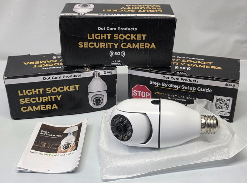 Lot of 3 ~ Dot Com Light Socket 5G Security Camera
