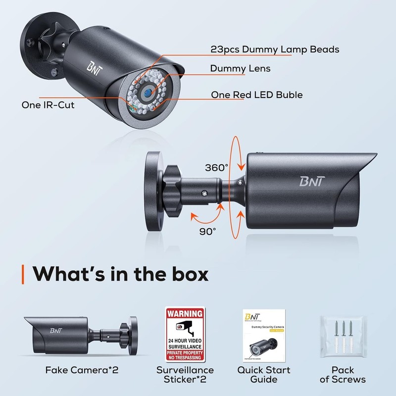Fake Security Camera Outdoor Indoor Bullet 4 Pack Night Vision LED Lights gallery