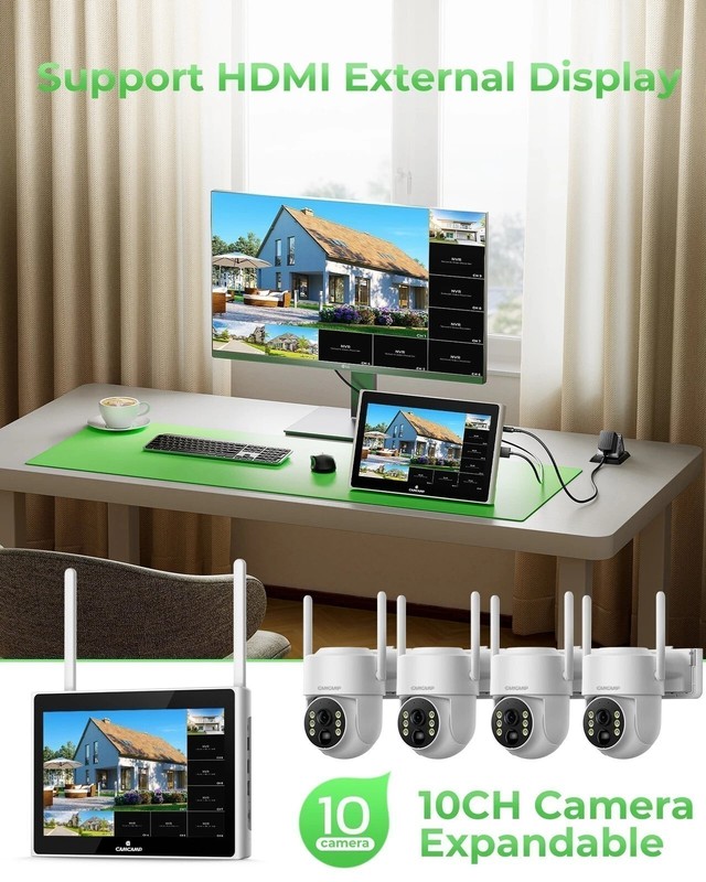 4x Solar Powered Security Camera Wireless Outdoor 4MP WiFi PTZ IP Camera CCTV US gallery