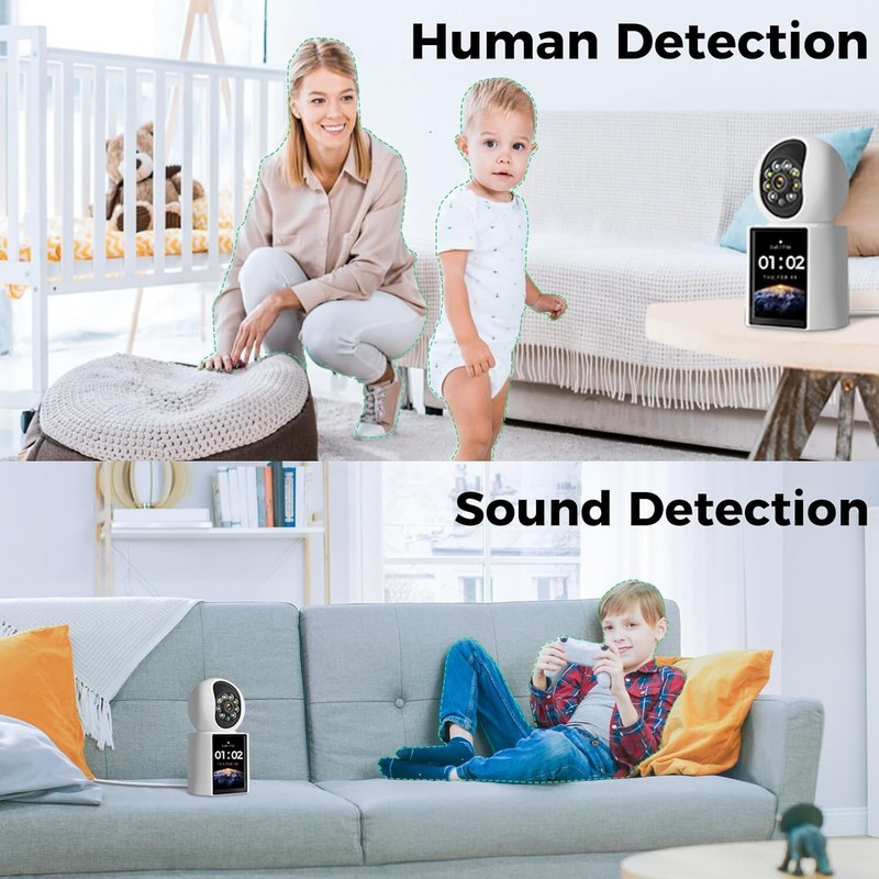 2K Home Security Camera 360° Video 2.8" Screen Motion Detection Auto Tracking gallery