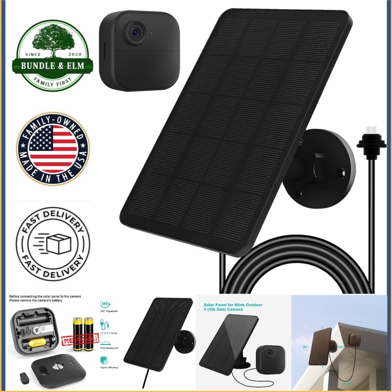 Efficient Solar Panel for Blink Outdoor 4, Waterproof with Adjustable Mount
