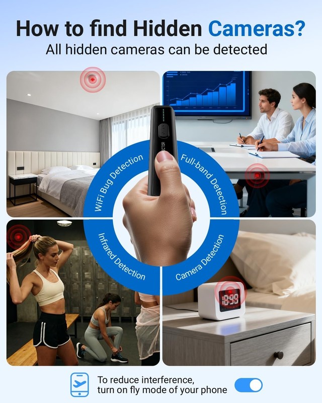 6-in-1 Hidden Camera & Bug Detector - GPS Tracker for Travel, Hotels, Car Securi gallery