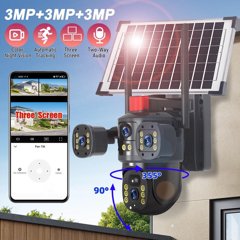Solar Battery Powered Wireless WiFi Outdoor Home Security Camera System CCTV US gallery