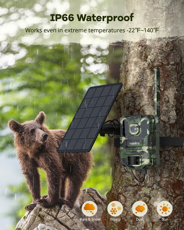 Solar 4G Wildlife Hunting Trail Camera Full HD Night Vision Motion Waterproof gallery