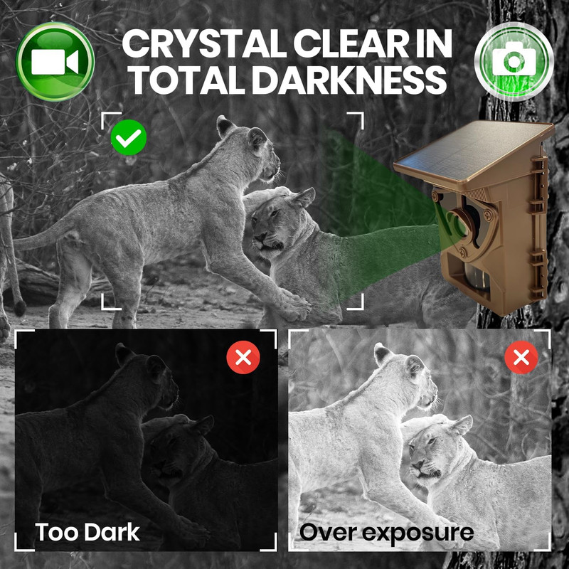 Solar Trail Camera Hunting Camera Game Surveillance 4k 64MP Video 2” TFT gallery