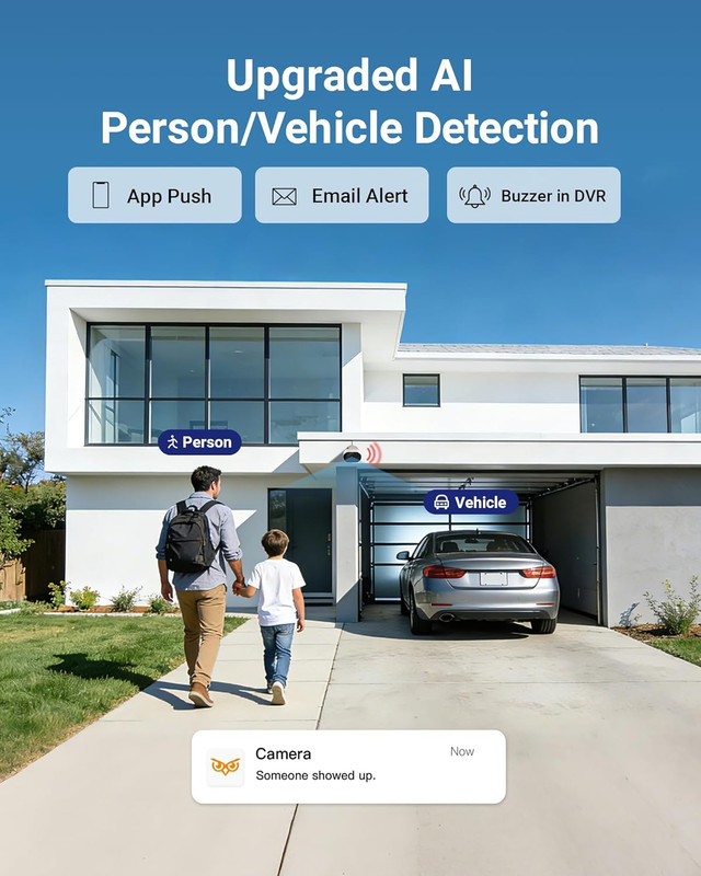 4K Security Camera System, AI Human Vehicle Detection, 4Pcs 8MP Wired Indoor Out gallery