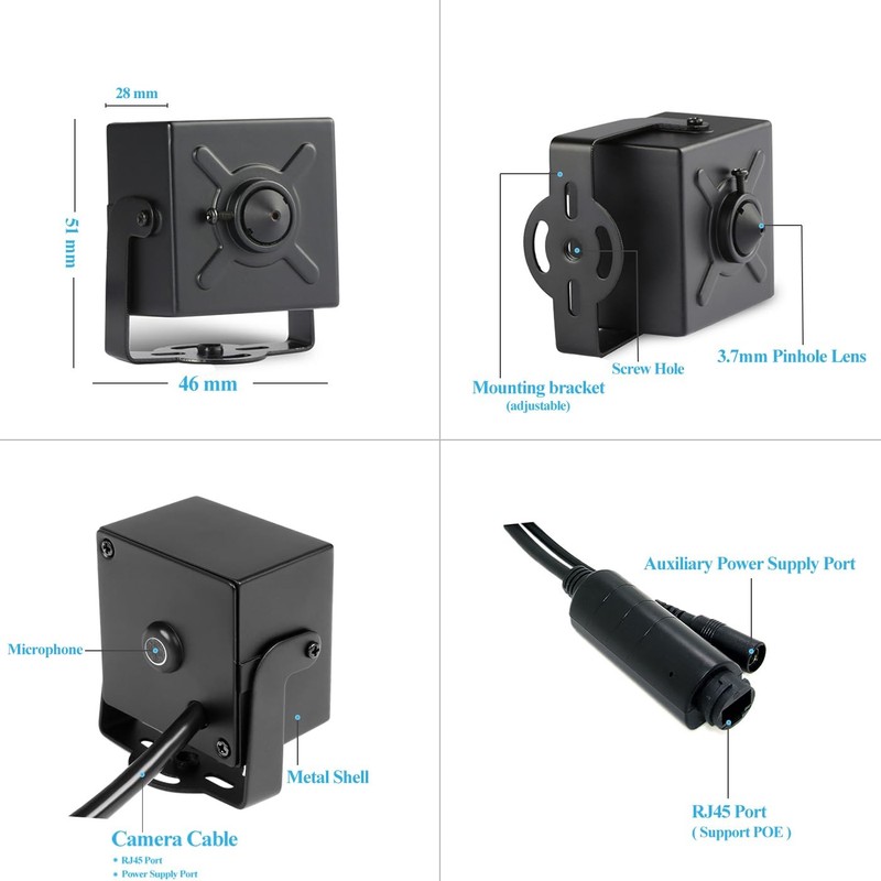 TSEye Mini 5MP PoE IP , Built in Microphone, 3.7mm Lens, Ultra HD 2880 x 1620... gallery