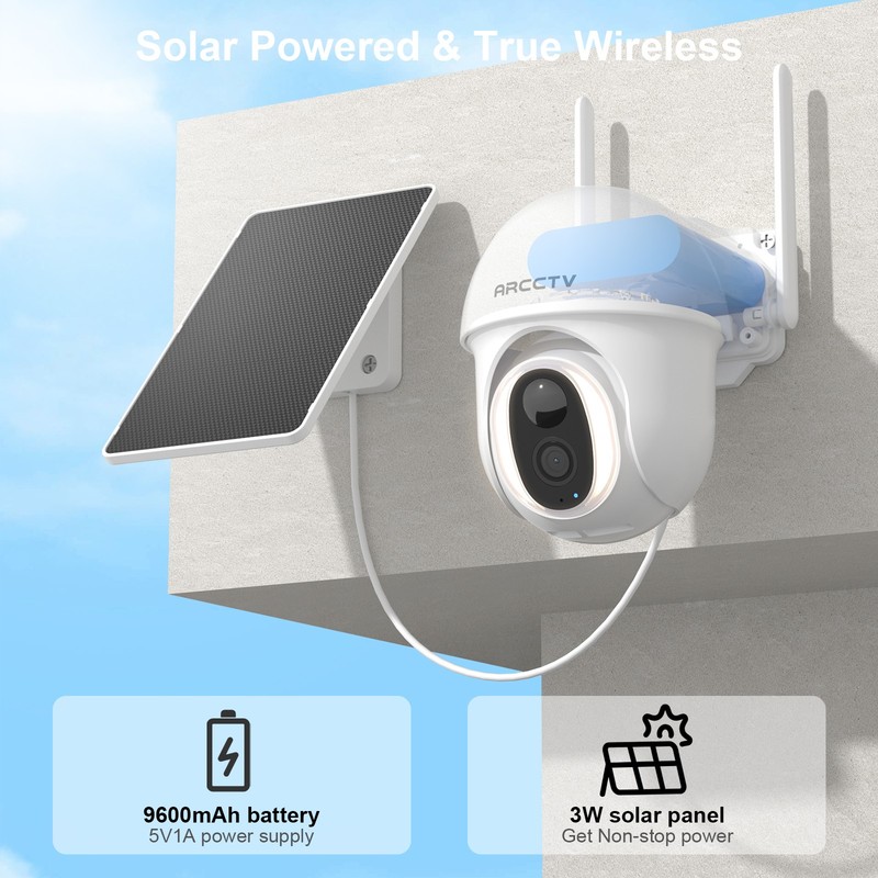 ARCCTV 4G LTE Cellular Security Camera Outdoor Solar Battery Pan/Tilt 2K No WiFi gallery