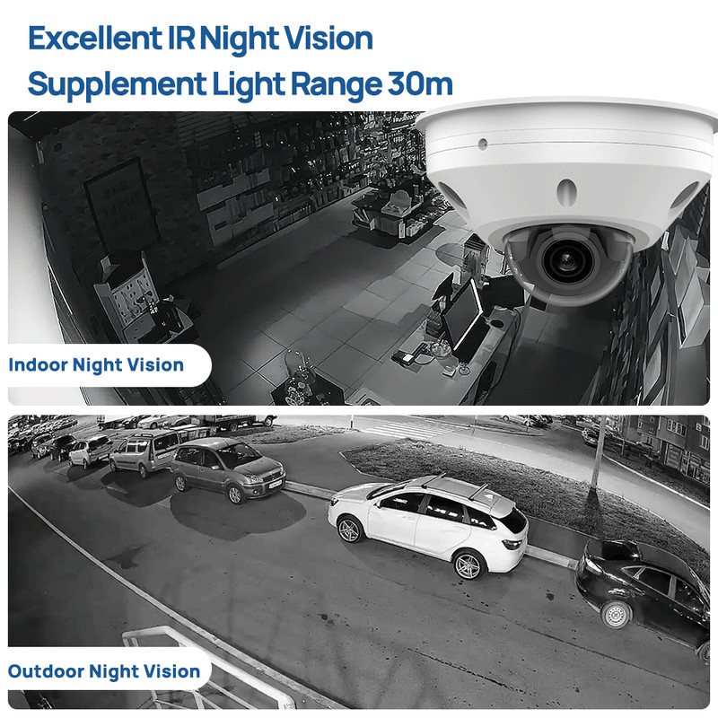 VIKYLIN 8MP 4K IR Dome Security IP Camera Motion Detection Waterproof MIC POE gallery