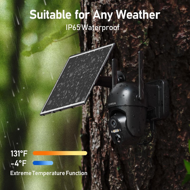 SEHMUA 4G LTE Cellular Solar Security Camera Wireless Outdoor, No 4G, Black gallery
