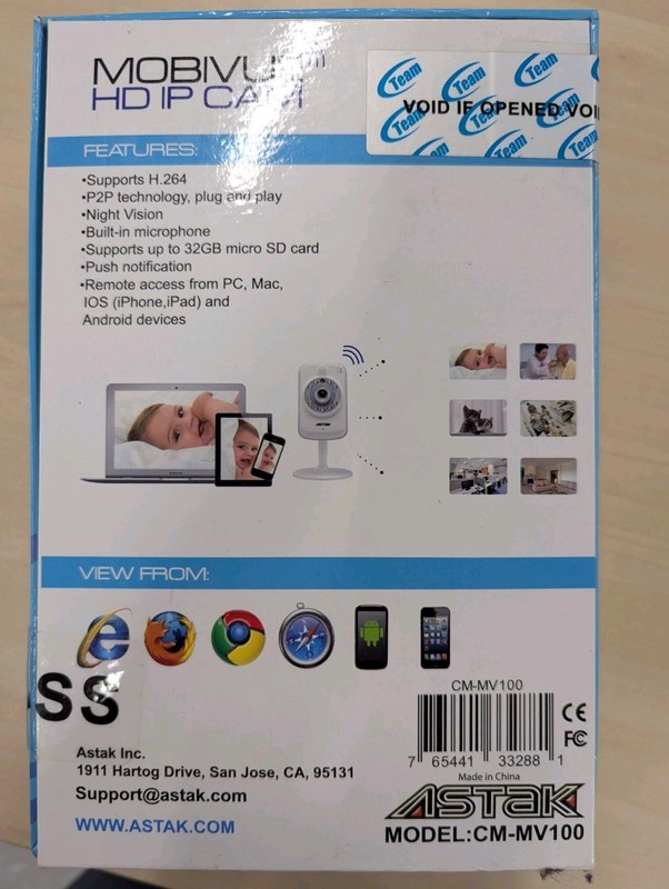 Astak CM-MV100 MOBIVUE HD IP CAM Night Vision Surveillance Camera gallery