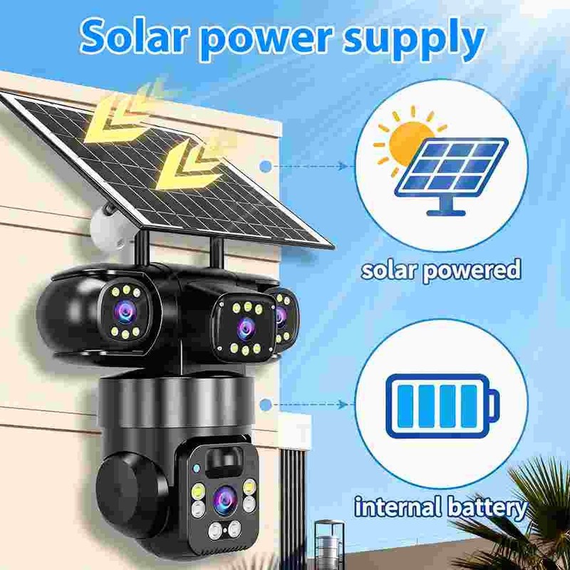 Solar Battery Powered Wireless WiFi Outdoor Pan/Tilt Home Security Camera System gallery