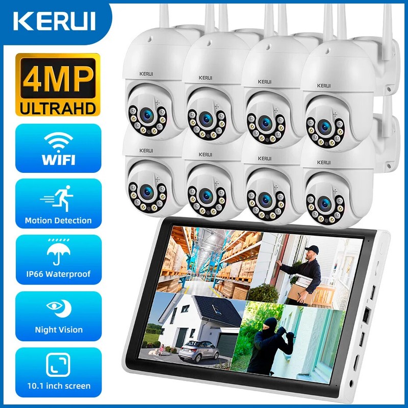 4MP HD PTZ WIFI IP Camera 8CH Wireless LCD Monitor NVR Kit Home Security Camera gallery