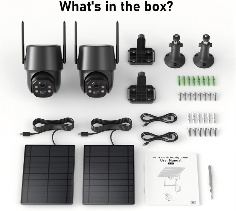 4G LTE Solar Security Camera, 2K Resolution, 360° View, gallery