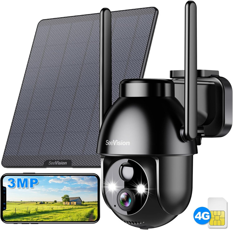 4G LTE Cellular Solar Security Cameras Wireless Outdoor, Solar Powered 3MP Camer gallery