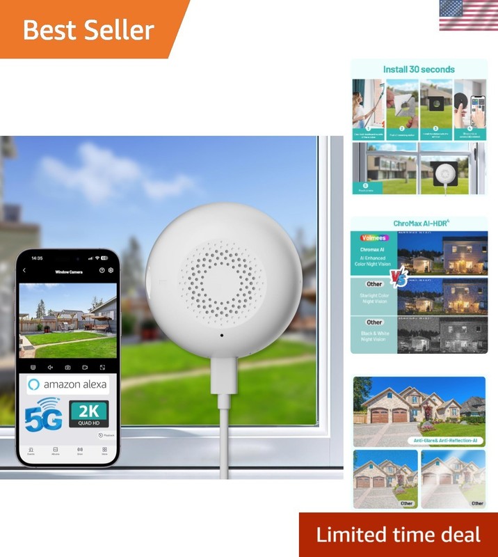 2K Window Camera with Full Color Night Vision & Alexa Support – Home Security