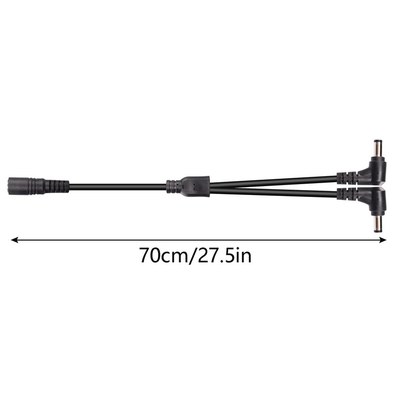 PNGKNYOCN Right Angle DC Power Splitter Cable 1 Female to 2 Male 70 cm, Black gallery