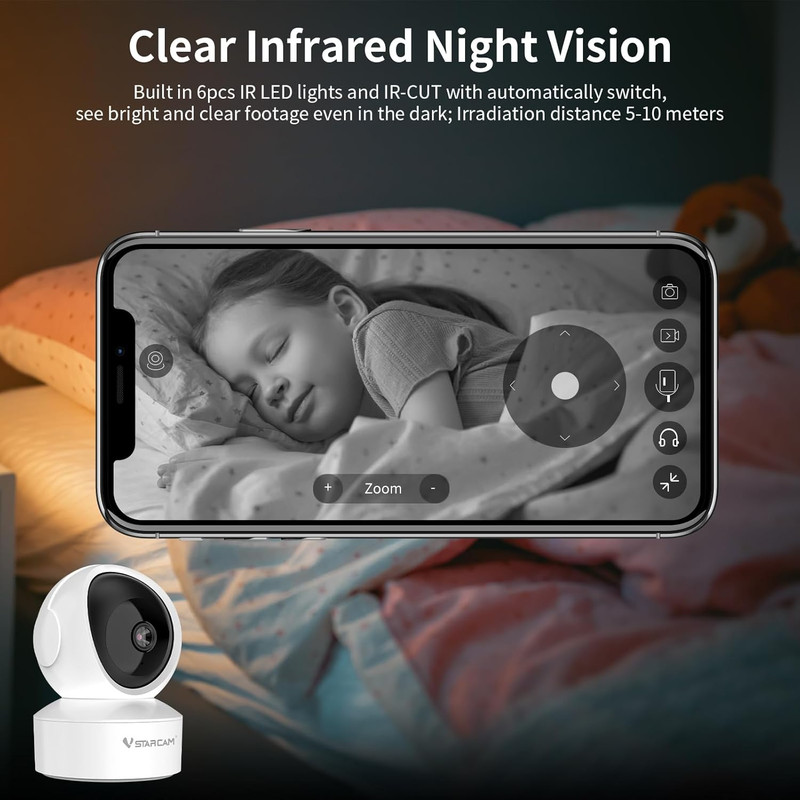 3MP Pet Camera Indoor with Phone App, 360° Indoor Security Camera with Color Nig gallery