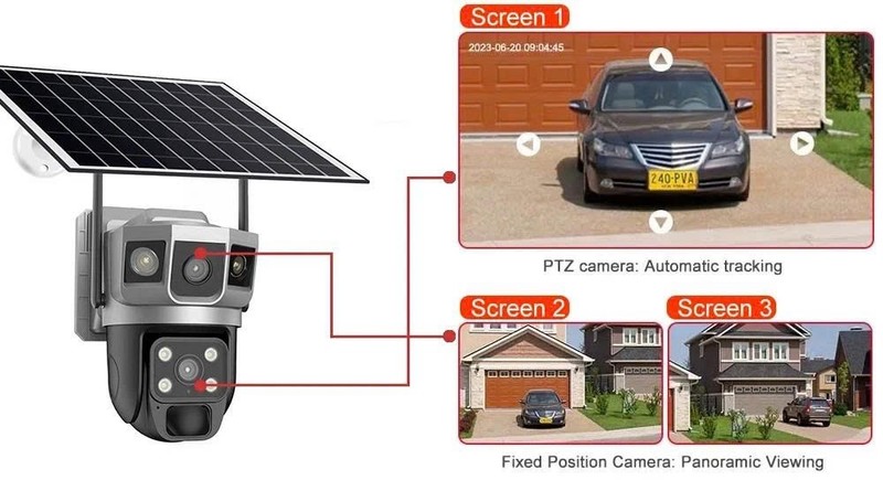 Solar Camera Outdoor Wireless 12MP WiFi 360° PTZ Security 10X Zoom PTZ CCTV gallery
