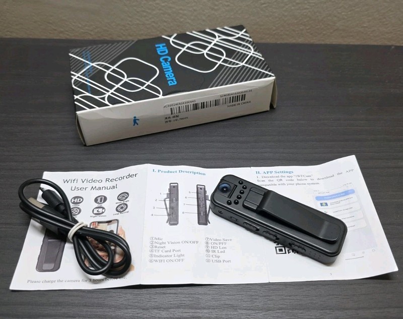 Mini Body Camera Wifi Video Recorder. 1080P Use With App Night Vision