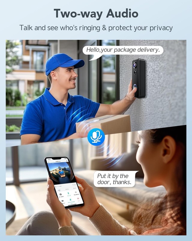 180° Video Doorbell with Two-Way Talk, No Monthly Fee, Wi-Fi Chime, Alexa/Google gallery