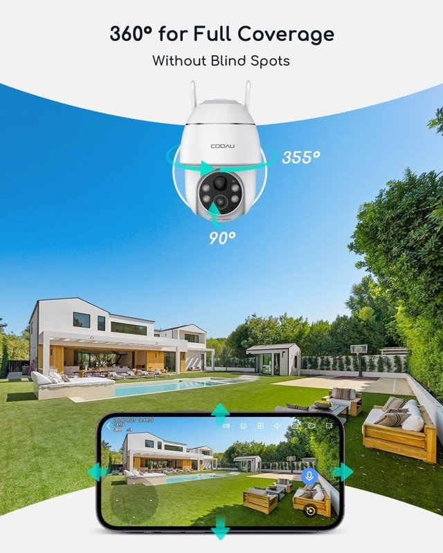 COOAU 4MP Solar Security Camera Wireless System Outdoor,4 Cam-Kit Night Vision gallery