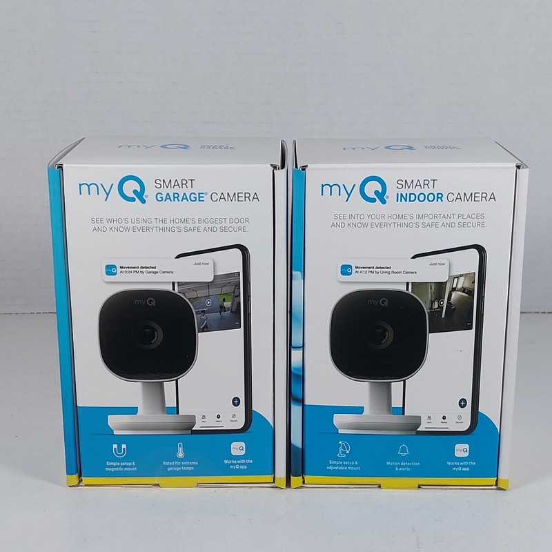 myQ Smart Garage Security Camera + Indoor Camera Bundle Factory Sealed
