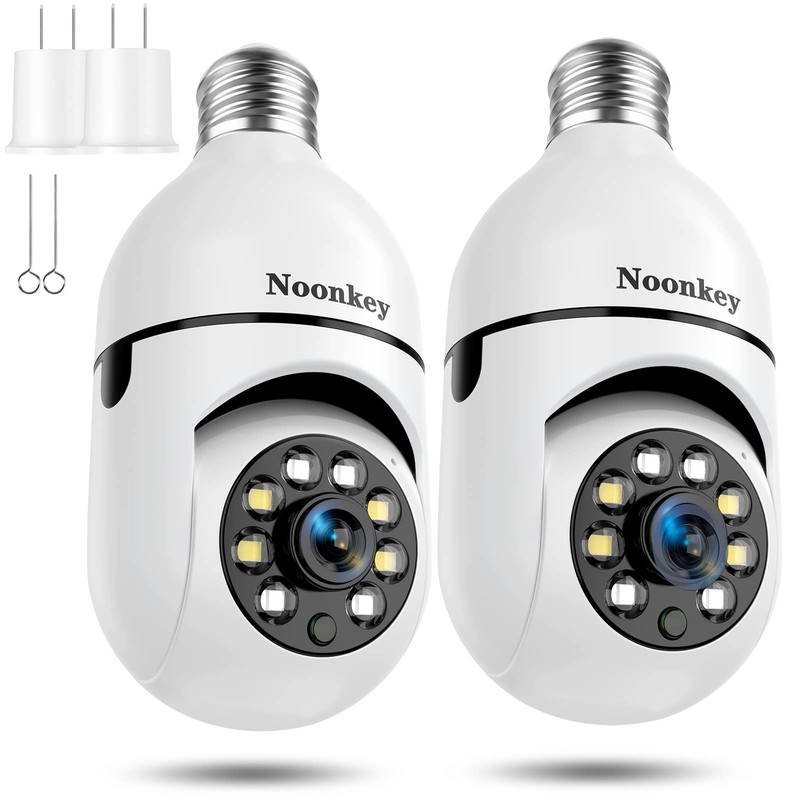 2K 3MP Light Bulb Security Camera 5G 2.4GHz WiFi 360 Wireless 2 Pack
