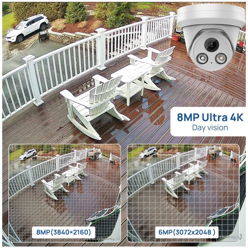 VIKYLIN 8MP 4K Dual Light Turret IP Camera Full Color IR MIC Outdoor Waterproof gallery