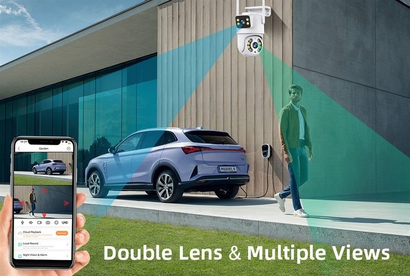 Wireless IP WIFI Camera Outdoor CCTV PTZ Smart Home Security IR Cam Dual lens 2K gallery