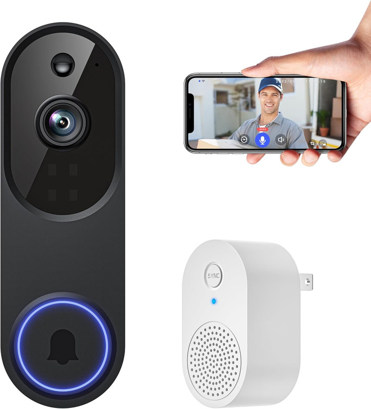 1080P Smart Video Doorbell Camera Wireless, Doorbell Receiver Included, Live Vie gallery