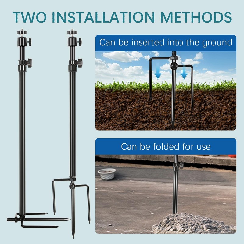 3 Pack Ground Stake Mount Stand, 360° Adjustable Universal Thread Connection ... gallery