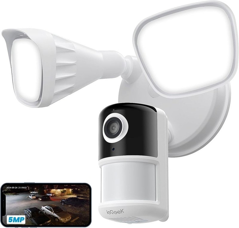 Floodlight Camera, 5MP Outdoor Security Light with Cameras, 5G/2.4G WiFi Wired