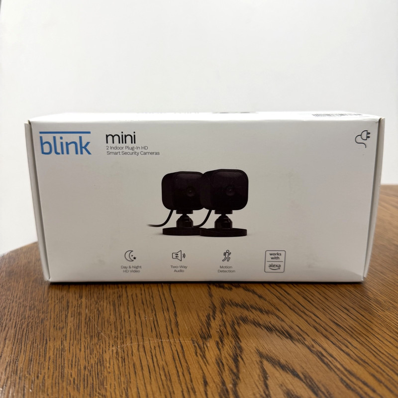 Blink Mini – 2 Cameras – Compact indoor plugin smart security camera 1080p BLACK