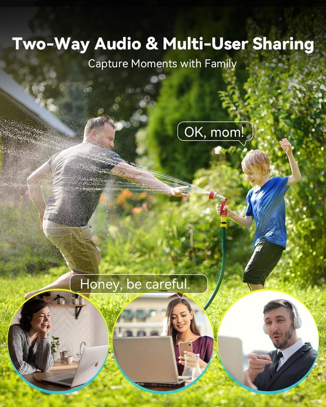 2Pack Security Cameras Outdoor Wired, 2K 360° PTZ Outdoor Security Camera, We... gallery