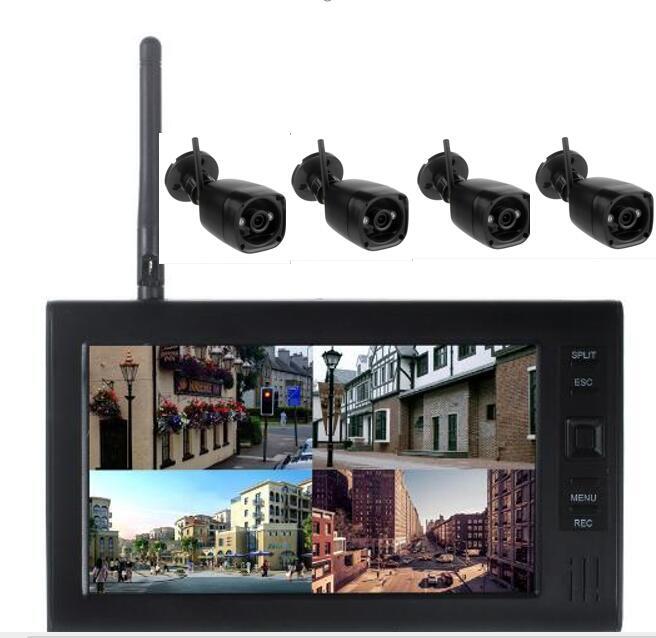 tot Digital 4 Wireless CCTV Home Security Camera with 7” LCD Monitor DVR Record
