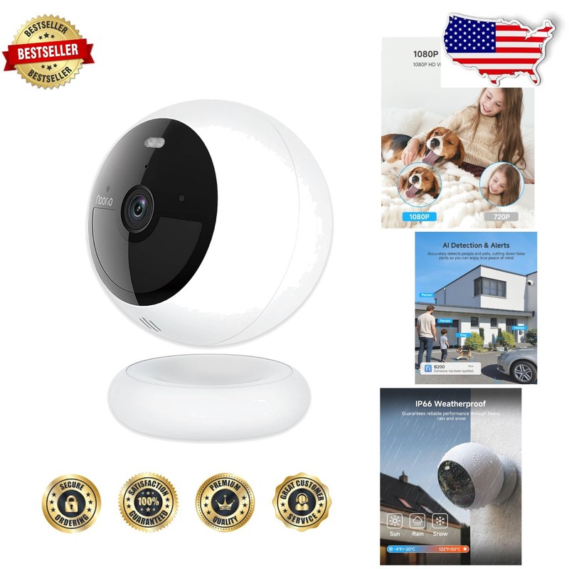 Magnetic Wireless Security Camera – 1080p Full Color Night Vision, AI Motion