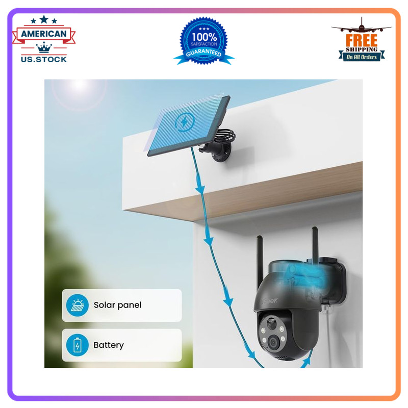 ieGeek Solar Outdoor Camera Wireless 2K PTZ Color Night Vision Home Security gallery
