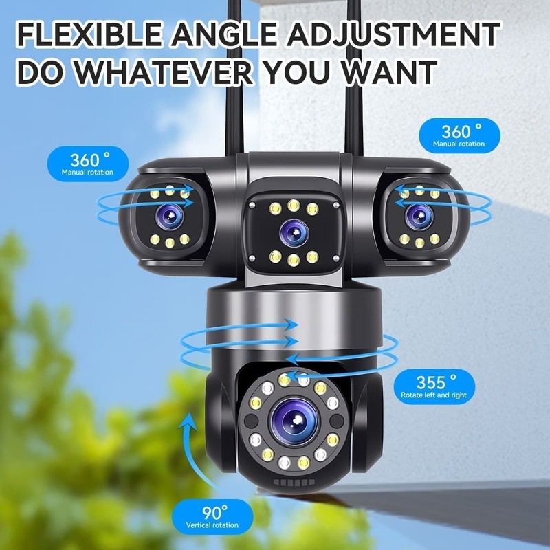 5MP WIFI Camera FHD Security Camera 4 Lens PTZ Outdoor Heavy Duty Home Yard CCTV gallery