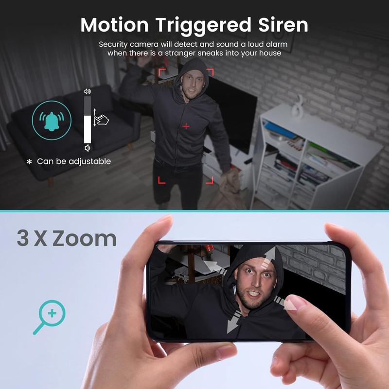 Indoor Camera, Cameras for Home Security with Night Vision, Pet Camera with Phon gallery