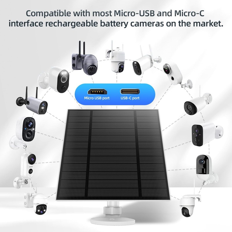5W Solar Panels Security Camera Solar Panel W/ Micro USB & USB-C Port DC 5V gallery