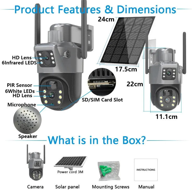WIFI Solar Panel Security Camera Alarm Home Monitoring LIVE VIEW App gallery