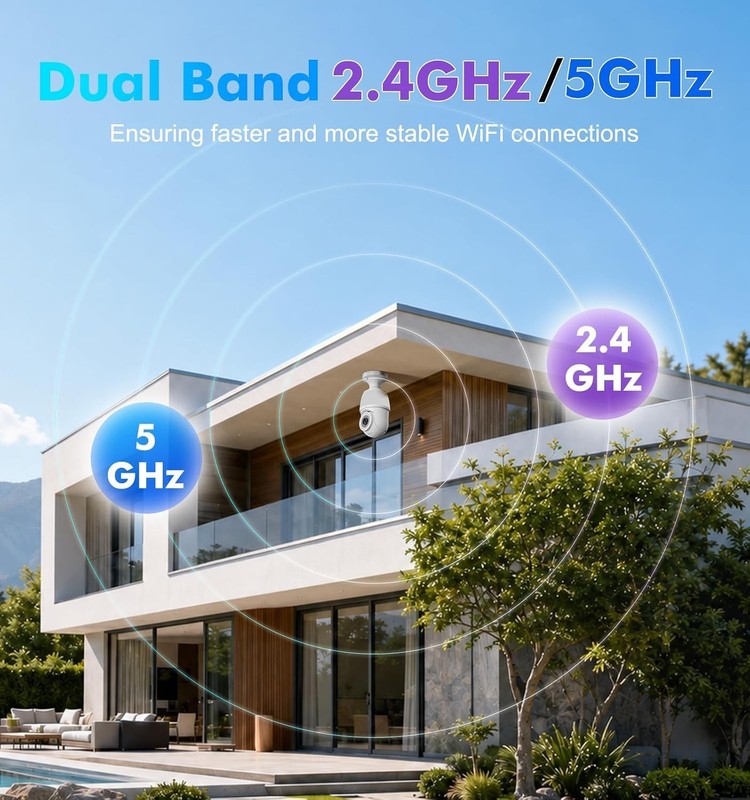 Dual-Band 2K Light Bulb Security Camera with Color Night Vision & Alarm Features gallery