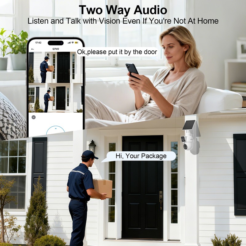ANRAN Solar Powered Outdoor Security Camera 360° View WiFi Home IP65 Dual Lens gallery