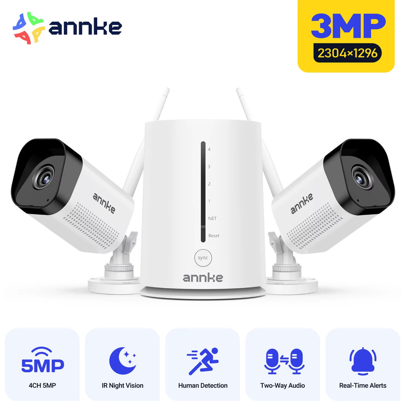 3MP 5MP Wireless Security Cameras 4CH NVR Video Surveillance Kit Night Vision IP